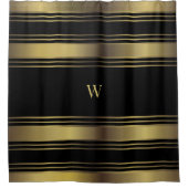 Schwarz und goldene Streifen Mit Monogramm Duschvorhang (Vorderseite)