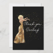 Schwarz und goldfarben Hollywood Glam Vielen Dank Dankeskarte (Vorderseite)