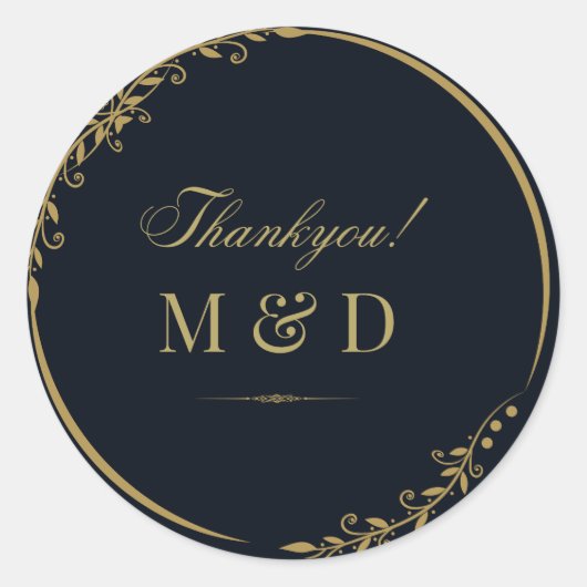 Schwarz und goldfarben, minimalistisch schick runder aufkleber (Vorderseite)