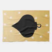 Schwarz-und Goldfarbweihnachtsentwurf Geschirrtuch (Horizontal)