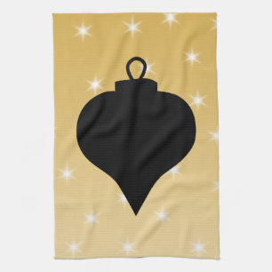 Schwarz-und Goldfarbweihnachtsentwurf Geschirrtuch