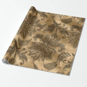 Schwarz und Goldfolie Damast Geschenkpapier