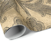 Schwarz und Goldfolie Damast Geschenkpapier (Rolleneckpunkt)