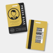 Schwarz- und Goldmedien-Pass mit Foto- und QR-Code Ausweis (Vorder- & Rückseite)