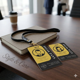 Schwarz- und Goldmedien-Pass mit Foto- und QR-Code Ausweis