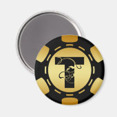 SCHWARZ- UND GOLDMONOGRAMM SCHREIBEN AUF POKER CHI MAGNET (Vorderseite/Rückseite)