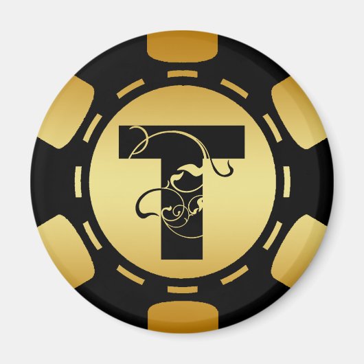 SCHWARZ- UND GOLDMONOGRAMM SCHREIBEN AUF POKER CHI MAGNET (Vorne)