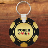 SCHWARZ- UND GOLDPOKER-CHIP SCHLÜSSELANHÄNGER (Vorderseite)