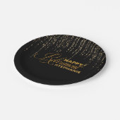 Schwarz-und Goldruhestands-Party-Teller Pappteller (Schrägansicht)