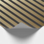 Schwarz- und Goldstreifen Geschenkpapier (Ecke)