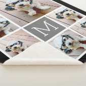 Schwarz und Grau 8 - klassische Monogramm Sherpadecke (3/4)