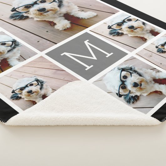 Schwarz und Grau 8 - klassische Monogramm Sherpadecke (3/4)