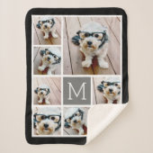 Schwarz und Grau 8 - klassische Monogramm Sherpadecke (Vorderseite)