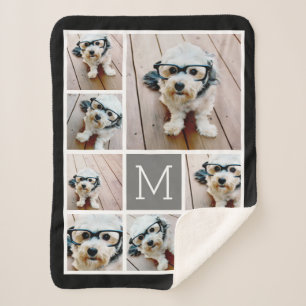 Schwarz und Grau 8 - klassische Monogramm Sherpadecke