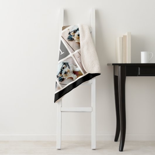 Schwarz und Grau 8 - klassische Monogramm Sherpadecke (Beispiel)