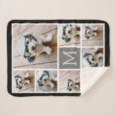 Schwarz und Grau 8 - klassische Monogramm Sherpadecke (Vorderseite (Horizontal))