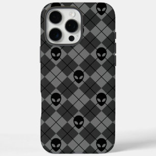 Schwarz und Grau Alien Argyle-Muster iPhone 16 Pro Max Hülle