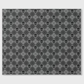 Schwarz und Grau Alien Argyle-Muster Geschenkpapier (Flach)