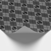 Schwarz und Grau Alien Argyle-Muster Geschenkpapier (Ecke)