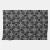 Schwarz und Grau Alien Argyle-Muster Geschirrtuch (Horizontal)
