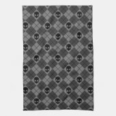 Schwarz und Grau Alien Argyle-Muster Geschirrtuch (Vertikal)