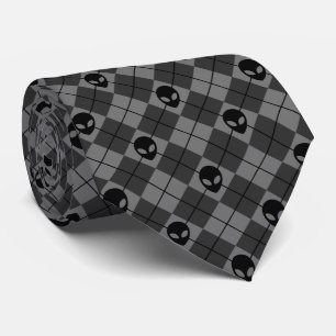 Schwarz und Grau Alien Argyle-Muster Krawatte