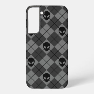 Schwarz und Grau Alien Argyle-Muster Samsung Galaxy Hülle