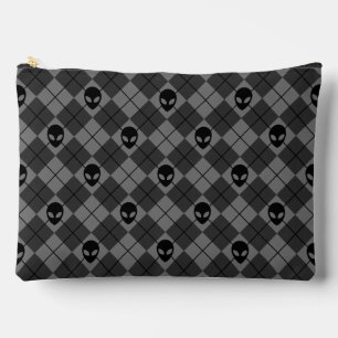 Schwarz und Grau Alien Argyle-Muster Zubehörtasche