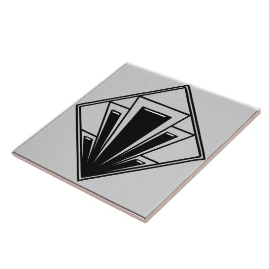 Schwarz und Grau Art Déco Keramik Fliese (Seite)