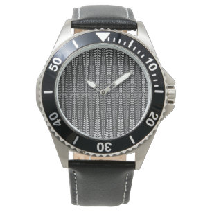 „Schwarz- und Grau-Backgammon-Spielbrett“ Edelstah Armbanduhr