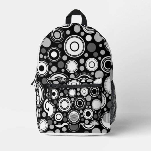 Schwarz und Grau Bedruckter Rucksack (Vorderseite)