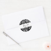 Schwarz und Grau Damask Hochzeitsgunst für Sticker (Umschlag)