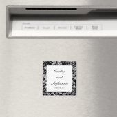 Schwarz und Grau Damask Wedding Magnet Favor (In Situ (Geschirrspüler))