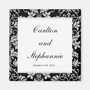 Schwarz und Grau Damask Wedding Magnet Favor