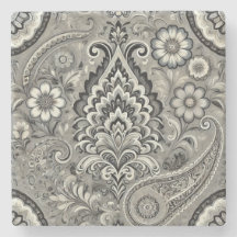 Schwarz und Grau Floral Paisley Elegance