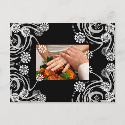 Schwarz und Grau Floral Vielen Dank für Ihre Karte (Vorderseite)