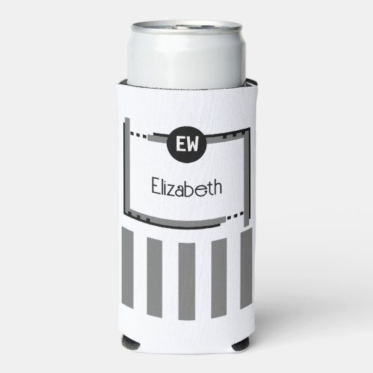 Schwarz und Grau fügen Sie Initialnamen Streifen h Selters Dosenkühler (Seltzer Vorderseite)