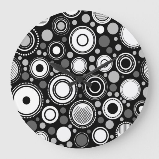 Schwarz und Grau Große Wanduhr (Vorderseite)