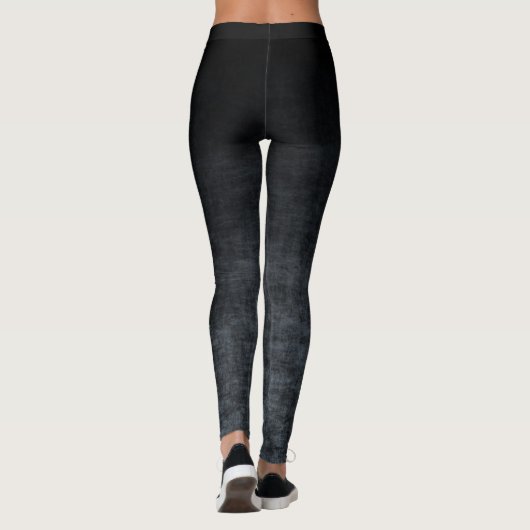 Schwarz und Grau Grunge Ombre Texture Leggings (Rückseite)