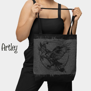 Schwarz und Grau Grunge Raven Gotische Kunst, Dich Tasche
