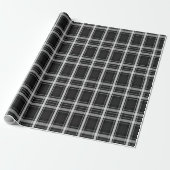 Schwarz und Grau Kariert Geschenkpapier (Ungerollt)