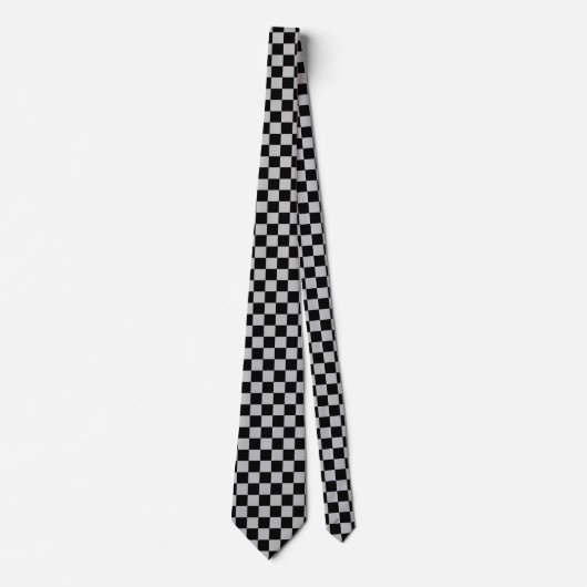 Schwarz und Grau Karo Neck Tie Krawatte (Vorderseite)