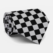 Schwarz und Grau Karo Neck Tie Krawatte (Gerollt)