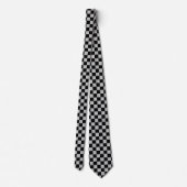 Schwarz und Grau Karo Neck Tie Krawatte (Rückseite)