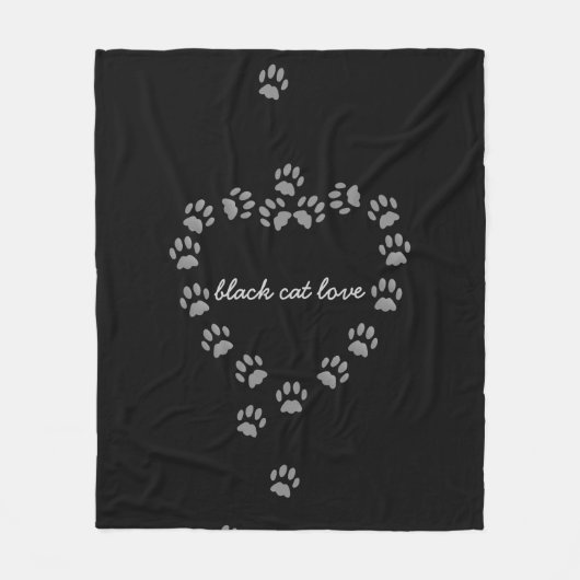 Schwarz und Grau Katzenpaw Herz Custom Fleece Blan (Vorderseite)