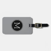 Schwarz und Grau mit Monogramm Gepäckanhänger (Vorderseite horizontal)