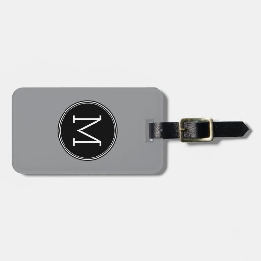 Schwarz und Grau mit Monogramm Gepäckanhänger (Vorderseite horizontal)