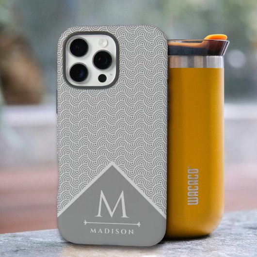 Schwarz und Grau Moderne geometrische, gewellte Li Case-Mate iPhone Hülle