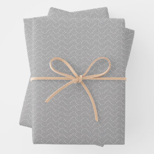Schwarz und Grau Moderne geometrische, gewellte Li Geschenkpapier Set