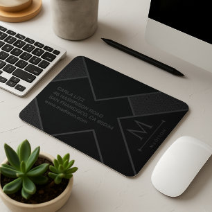 Schwarz und Grau Moderne geometrische, gewellte Li Mousepad
